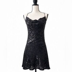 Forever 21 Black Sequin Spaghetti Strap Mini Dress NWT